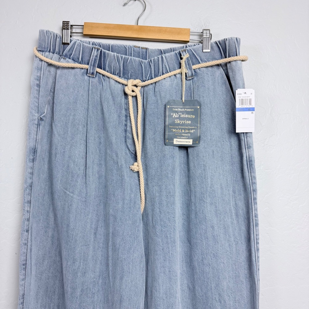 NEW Democracy Ab-leisure Skyrise Wide Leg Jeans Light Wash Blue XL B2735VLN - Picture 2 of 13